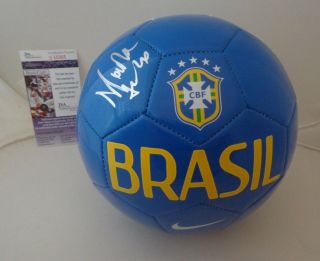 Marta Vieira Da Silva Signed Blue Brasil Soccer Ball Brazil Orlando Pride Jsa