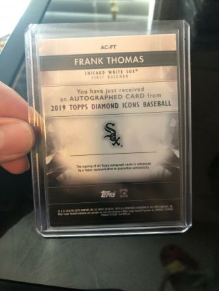 Frank Thomas White Sox 2019 Diamond Icons Autographed Card 21/25 2
