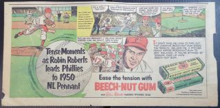 1954 Robin Roberts Beech - Nut Gum Ad Sunday Comics 4/11/54