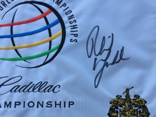 PHIL MICKELSON SIGNED 2015 WORLD GOLF CADILLAC CHAMPIONSHIP FLAG DORAL PROOF J11 2