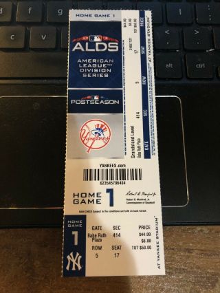 2018 York Yankees Vs Boston Red Sox Alds Game 3 Ticket Stub Holt Cycle