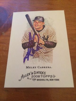 2008 Topps Allen Ginter Melky Cabrera 168 Auto Signed Autograph Yankees