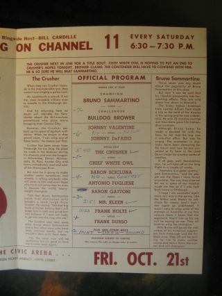 Vintage Sept.  10,  1966 Civic Arena Pittsburgh,  PA.  Wrestling Program Sammartino 2