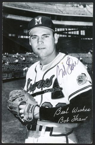 Bob Shaw Authentic Autographed Signed 3.  5x5.  5 Postcard Milwaukee Braves 153946