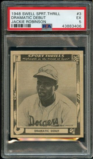 1948 Swell Sport Thrills Dramatic Debut 3 Jackie Robinson Rc Rookie Psa 5 Ex