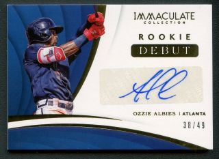 2018 Immaculate Rookie Debut Ozzie Albies Rc Auto 38/49 Atlanta Braves
