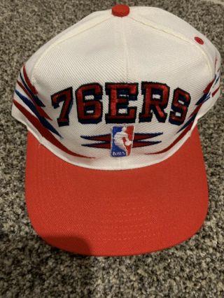 Vintage 90s Philadelphia 76ers Sixers Spike Logo Athletic Nba Snapback Hat Cap