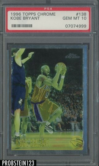 1996 - 97 Topps Chrome 138 Kobe Bryant Lakers Rc Rookie Psa 10 " Tough Card "