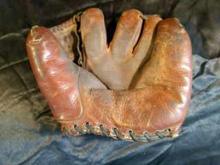 Vintage 1940s Macgregor Goldsmith Leather Baseball Glove G119 Full Web (g25)