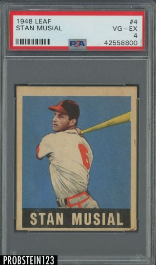 1948 Leaf 4 Stan Musial St.  Louis Cardinals Rc Rookie Hof Psa 4 " Iconic Card "