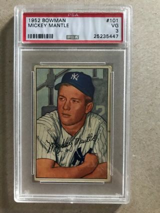 1952 Bowman Mickey Mantle Psa 3 Vg Rookie Card Yankees Hof Invest Now Going Up