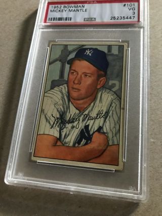 1952 Bowman Mickey Mantle PSA 3 VG Rookie Card Yankees HOF INVEST NOW Going Up 2