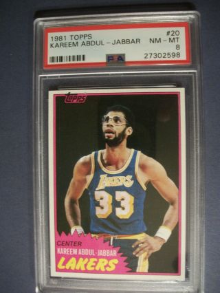Kareem Abdul - Jabbar 1981 - 82 Topps 20 Psa Nm - Mt 8 Lakers