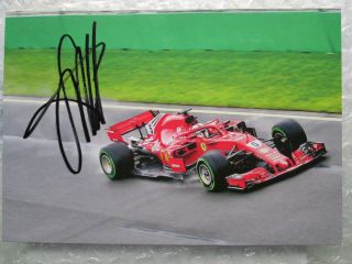 2018 Sebastian Vettel Hand Signed Autograph Ferrari F1 F - 1 Card Promo Postcard