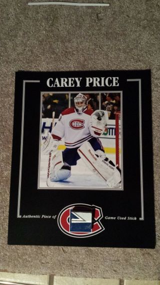 Carey Price Montreal Canadiens Game Stick 8 X 10