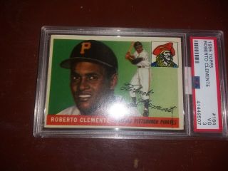 1955 Topps Roberto Clemente Pittsburgh Pirates 164 Rookie Card Graded Psa3