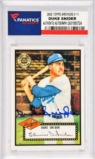 Duke Snider Brooklyn Dodgers Autographed 2003 Topps Archives 11 Card - Fanatics