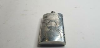 Vintage Sheffield England Pewter Hip Flask With Us Open Golf Course Pebble Beach