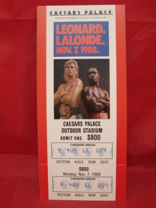 Sugar Ray Leonard Vs Donny Lalonde 1988 Full Boxing Ticket