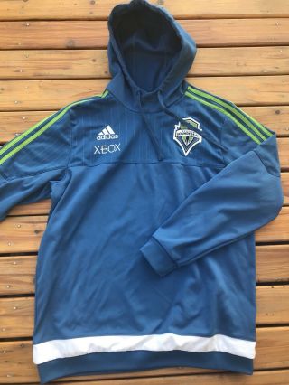 Adidas Seattle Sounders Fc Mens Hoodie Jacket Size Large Blue Green White 6