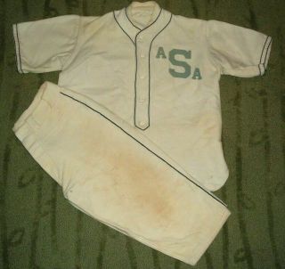 Vintage Game Worn Baseball Flannel Jersey With Matching Pants 1930 