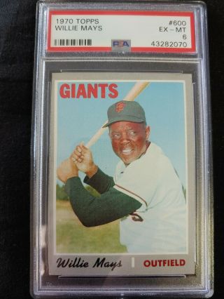 1970 Topps Baseball Card 600 Willie Mays Graded Psa 6 Giants Ex - Mt