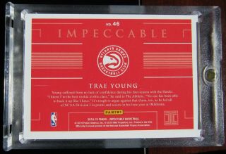 2018 TRAE YOUNG IMPECCABLE 10/22 RC/ROOKIE CARD 1 OZ SILVER $550,  /PACK.  Hurry 3