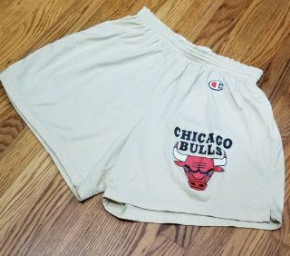 Vintage Champion Shorts Chicago Bulls Authentic Men’s Large 90s Nba Jordan Gold
