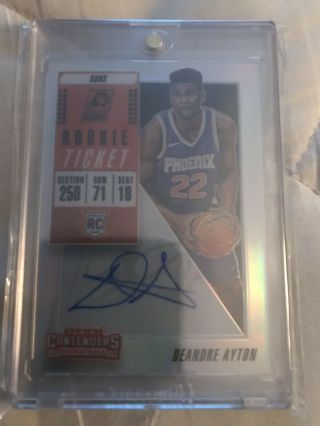 2018 - 19 Deandre Ayton Panini Contenders Rookie Ticket Rc Auto Silver Prizm