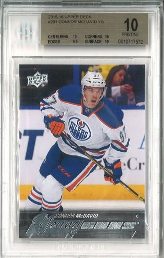 2015 16 Upper Deck Young Guns Connor Mcdavid Rc Rookie 201 Bgs 10 Pristine