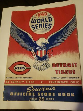 1940 World Series Program Cincinnati Reds Detroit Tigers Mlb Score Book