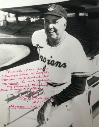 Usc Trojans Baseball Head Coach Rod Dedeaux Signed / Personalized (david) Photo