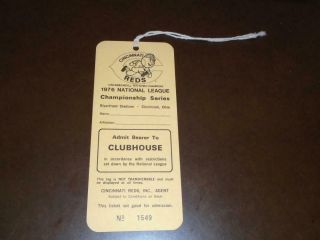 1976 Cincinnati Reds World Series Champs Nlcs Full Press Pass Ticket