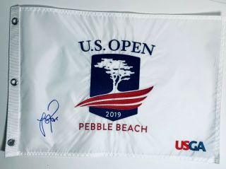 Justin Rose Signed Autograph 2019 Us Open Flag Golf Pebble Beach Proof
