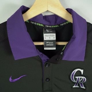 Men ' s Nike Dri - Fit Colorado Rockies MLB Black Purple Polo Shirt Size XL X - Large 2