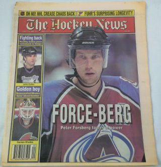 The Hockey News Nhl Peter Forsberg Avalanche Cover 1990s Vintage Newspaper