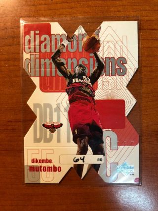 97 - 98 Upper Deck Ud Diamond Dimensions Dikembe Mutombo 64/100 Cut Insert Card