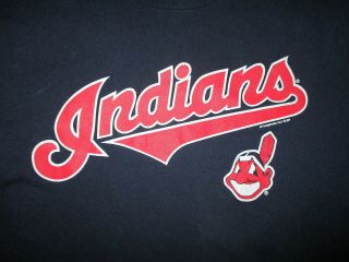 Classic Cleveland Indians T Shirt Chief Wahoo Logo Baseball Blue Adult Medium