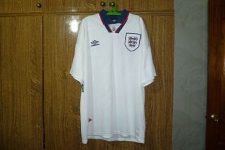 England Umbro Vintage Football Shirt Home 1993/1994/1995 Retro Jersey Size Xl