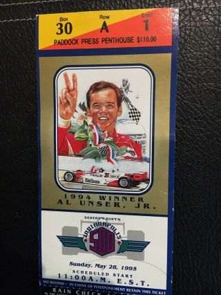 1995 May 28 Indianapolis 500 Mile Race Indianapolis Motor Speedway Ticket Stub