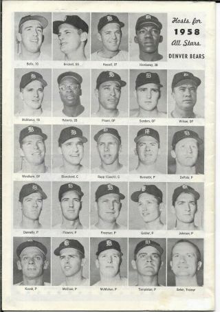 1958 Denver Bears - American Association All Stars Program 2