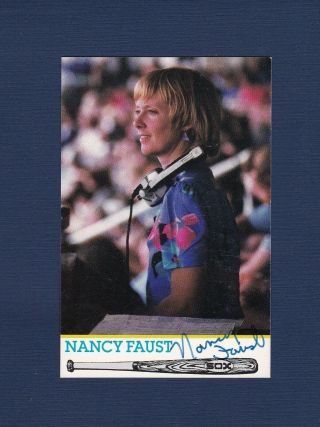 Nancy Faust Signed Chicago White Sox 1986 Team Issued Baseball Card
