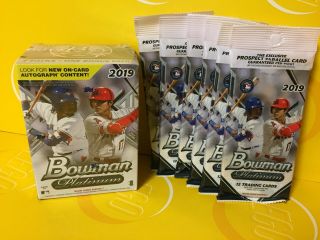 1 2019 Bowman Platinum Baseball Blaster Box & 6 Hanger Packs W/ 12 Cards