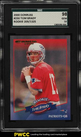 2000 Donruss Football Tom Brady Rookie Rc /1325 230 Sgc 10 Gem (pwcc)