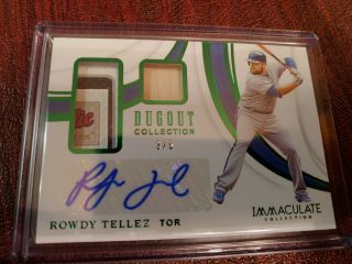 2019 Immaculate Auto Game Bat Relic And Laundry Tag Rowdy Tellez Rc /5 Rare