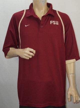 Nike Team Fsu Florida State Seminoles Garnet Gold Golf Polo Shirt Mens Large