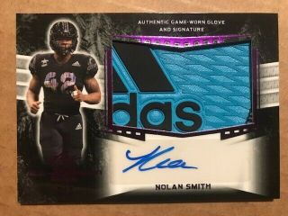 Nolan Smith 2019 Leaf Metal All - American Bowl Gloves Patch Auto 2/3 Georgia Sp