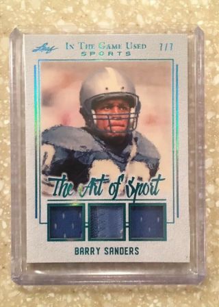 2019 Leaf In The Game Barry Sanders Art Of Sport Lions Jersey Patch D 7/7