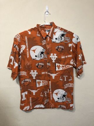 Reyn Spooner Texas Longhorns Burnt Orange Get Hooked Ut Horns Camp Shirt Xlarge