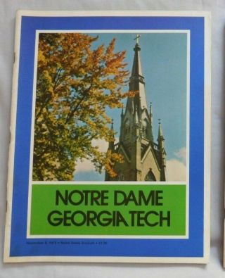 1975 Notre Dame Vs Georgia Tech College Football Program 11/8/75 Rudy Ruettiger